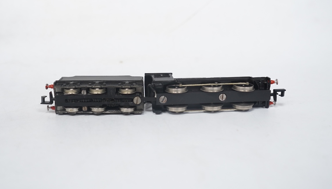 Three boxed Union Mills Models N gauge railway BR locomotives; a Class J39, 64820, a Class J39, unnumbered, and a Class D20 in ‘works grey’ livery, 62395. Condition - good.